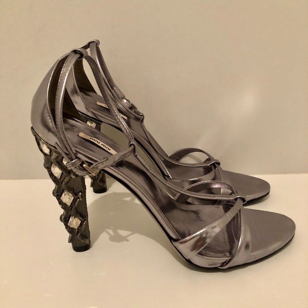 Miu Miu Crystal Heel Sandals